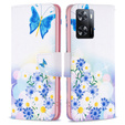 Θήκη με πτερύγιο για OPPO A57 / A57s, Wallet, butterfly & flowers, λευκή