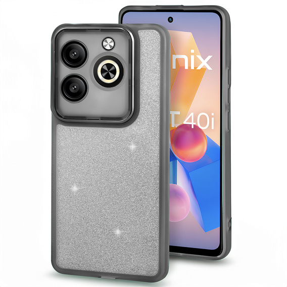 Θήκη για Infinix Hot 40i, Glittery Powder, μαύρη