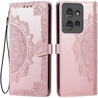 Θήκη με πτερύγιο για Motorola Edge 50 Neo, Mandala, ροζ rose gold