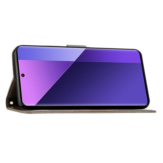 Θήκη με πτερύγιο για Xiaomi Redmi Note 13 Pro+, Butterfly, γκρι