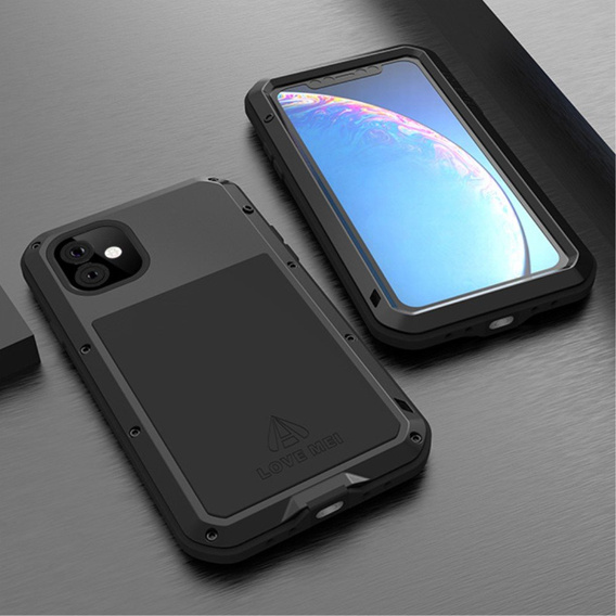 Love Mei Θήκη για iPhone 11, armored with glass, μαύρη