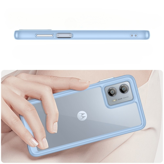Θήκη για Motorola Moto G53 5G, Fusion Hybrid, διαφανής / μπλε