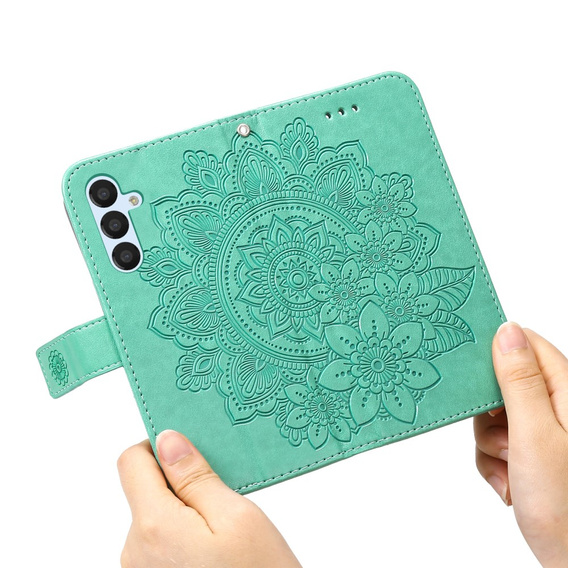 Θήκη με πτερύγιο για Samsung Galaxy A54 5G, Mandala Flower, πράσινη