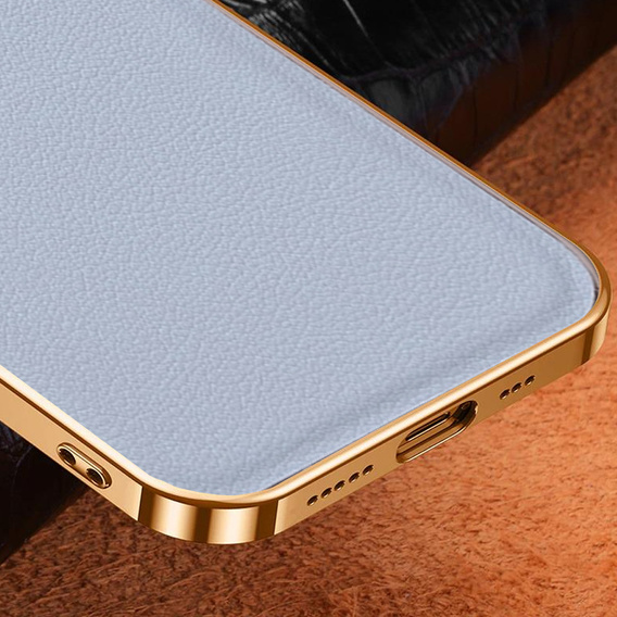 Θήκη για iPhone 14 Plus, Cowhide Leather, γκρι