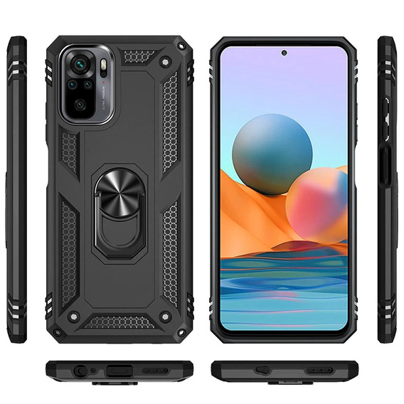 θωρακισμένη θήκη για Xiaomi Redmi Note 10/10S, Nox Case Ring, μαύρη