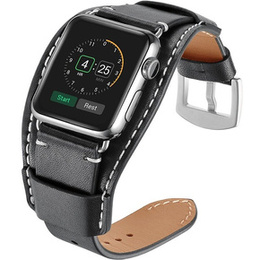 Δερμάτινο λουράκι για Apple Watch 1/2/3/4/5/6/7/8/SE/Ultra 42/44/45/49mm, Μαύρο