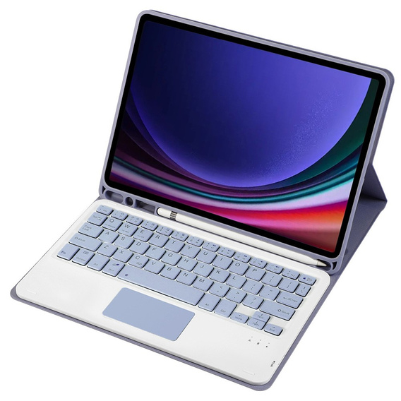 Θήκη + πληκτρολόγιο Samsung Galaxy Tab S9, Leather Pen Slot TouchPad, μωβ