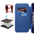 Θήκη με πτερύγιο για Samsung Galaxy A17 5G, πορτοφόλι RFID, για MagSafe, διάφανο / μπλε ναυτικό
