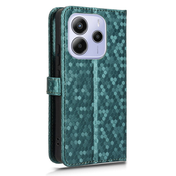 θήκη πτερύγιο για Xiaomi Redmi Note 14 4G, Wallet Rhombus, πράσινη