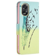 Θήκη με πτερύγιο για Oppo A38 4G / Oppo A18 4G, Wallet, Feather μπλε / κίτρινη