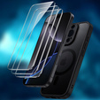 Θήκη για iPhone 16 Pro, για MagSafe, ERBORD Μatt Case, μαύρη + Γυαλί οθόνης