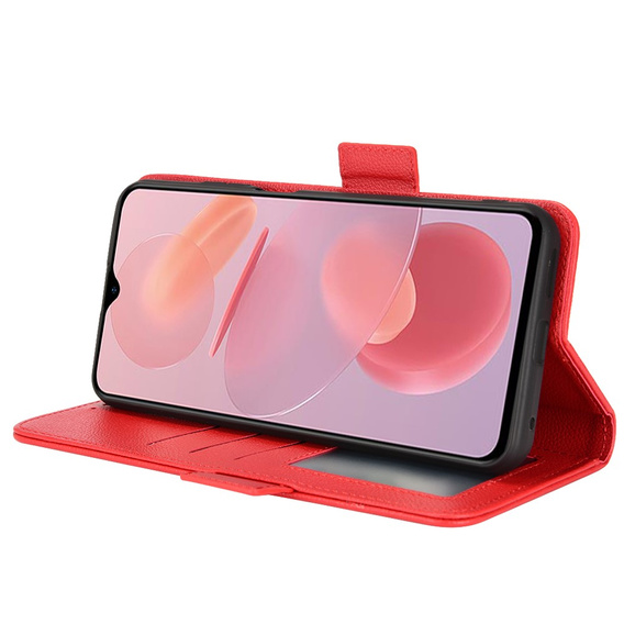 Θήκη με πτερύγιο για Ulefone Note 12P, Wallet Litchi Magnet, κόκκινη
