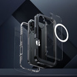 Θήκη για iPhone 16, Shockproof, με γυαλί, για MagSafe, μαύρη