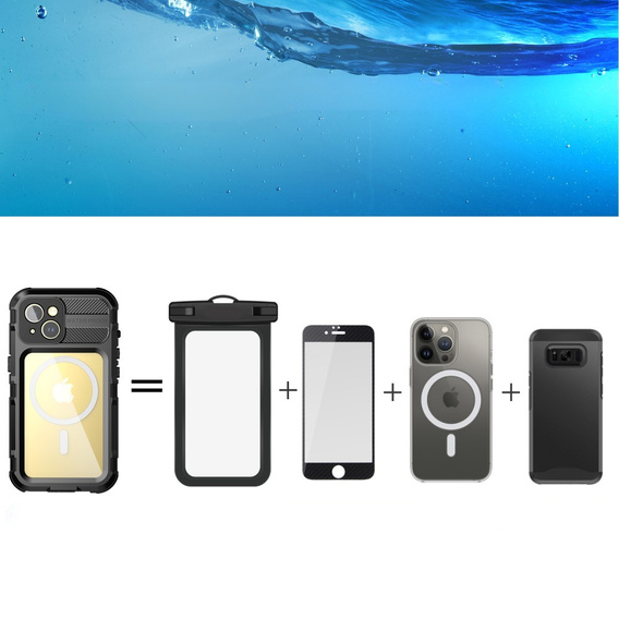 Αδιάβροχη θήκη IP68 για iPhone 15, SHELLBOX MagSafe, μαύρη