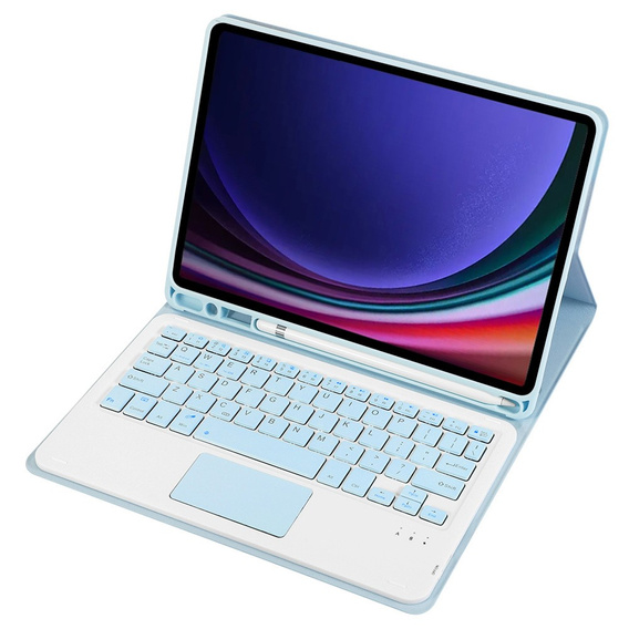 Θήκη + πληκτρολόγιο Samsung Galaxy Tab S9, Leather Pen Slot TouchPad, γαλάζια