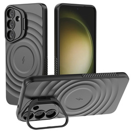 Θήκη για Samsung Galaxy S25, Ripple Kickstand, για MagSafe, μαύρο