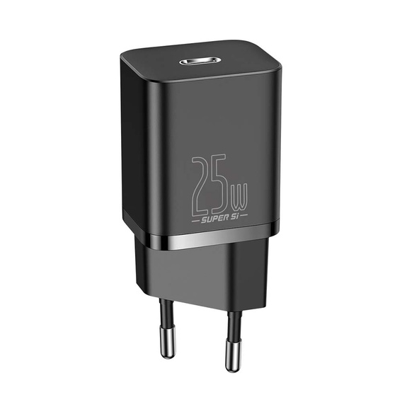 Baseus Super Si PD 25 W USB-C φορτιστής δικτύου + καλώδιο USB-C, μαύρο