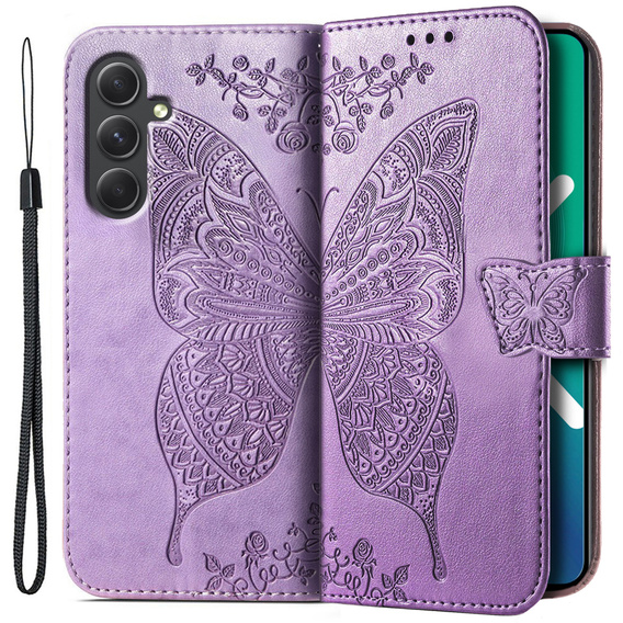 Θήκη με πτερύγιο για Samsung Galaxy A54 5G, Butterfly, μωβ