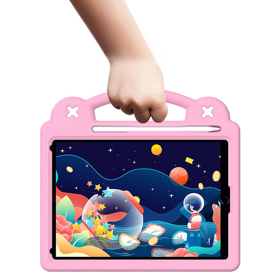 Παιδική θήκη για iPad 10.2" 2021/2020/2019 (9/8/7 gen.) / Air 10.5" 2019 (3 gen.), Cute Patterns, με βάση, ροζ