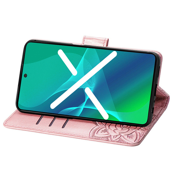 Θήκη με πτερύγιο για Oppo A78 4G, Butterfly, ροζ rose gold