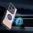 Θήκη για Motorola Edge 50 Ultra, με μαγνητική πλάκα, διαφανής / μαύρη