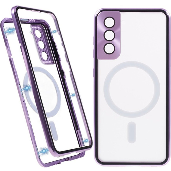 Μαγνητική θήκη MagSafe Dual Glass για Samsung Galaxy S22, μωβ