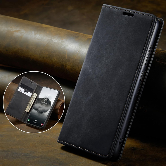 Θήκη για Samsung Galaxy A55, ERBORD Vintage, μαύρη + Γυαλί για την οθόνη