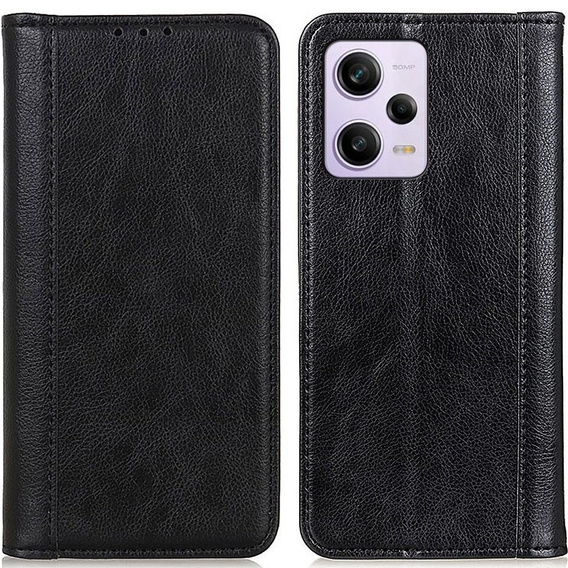 Θήκη για Xiaomi Redmi Note 12 Pro+ 5G, Wallet Litchi Leather, μαύρη