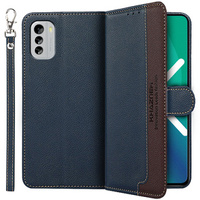 Θήκη με πτερύγιο για Nokia G60 5G, KHAZNEH RFID Case, Dual Color, σκούρο μπλε