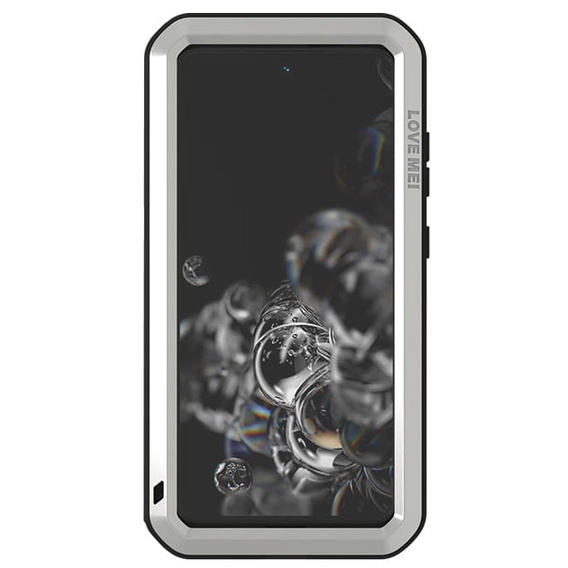 Love Mei Θήκη για Samsung Galaxy S21 FE, armored with glass, ασημένια