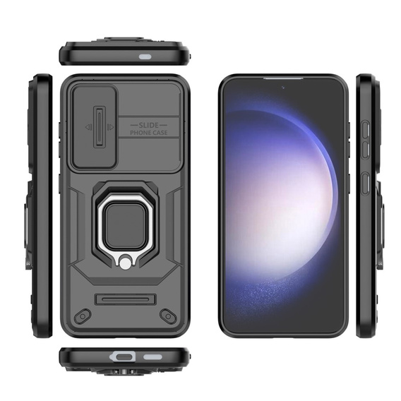 Θήκη για Samsung Galaxy S24, KickStand Camera Lens, μαύρη
