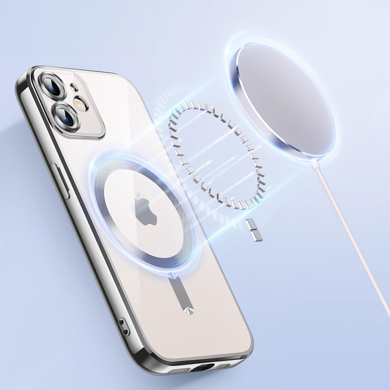 Θήκη για iPhone 12, Electro MagSafe, ασημένια + Γυαλί για την οθόνη