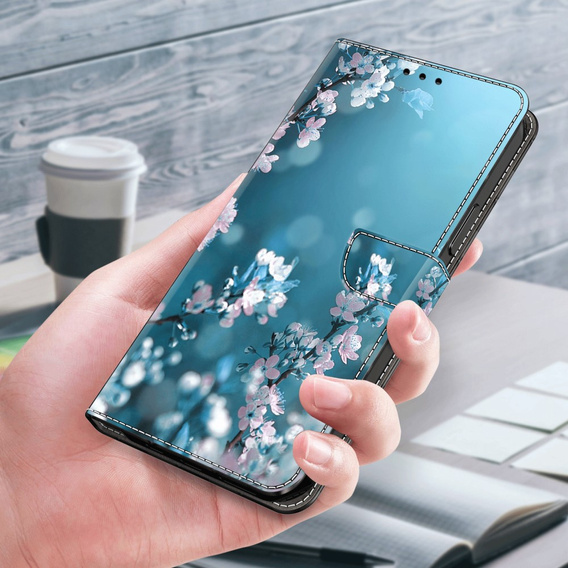 Θήκη με πτερύγιο για Xiaomi Redmi Note 12 4G, Wallet, cherry blossom, μπλε