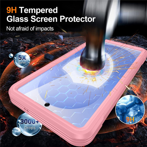 Θήκη Shockproof με γυαλί, για MagSafe για Samsung Galaxy S26, ροζ