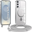 Θήκη για Samsung Galaxy S25, Electro MagSafe, ασημένια + κορδόνι