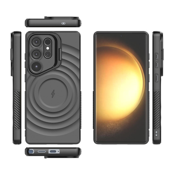 Θήκη για Samsung Galaxy S25 Ultra, Ripple Kickstand, για MagSafe, μαύρη