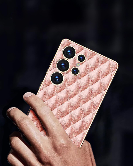 Θήκη για Samsung Galaxy S25 Ultra, Leather Rhombus, ροζ