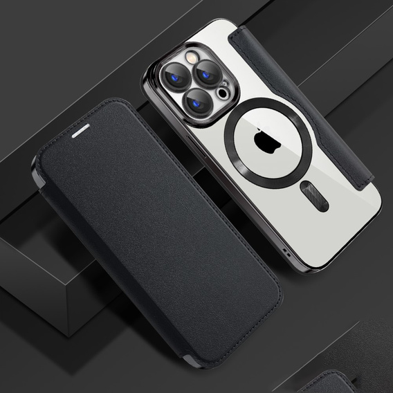 Θήκη με πτερύγιο για iPhone 15 Pro Max, RFID Wallet MagSafe CamShield, μαύρη