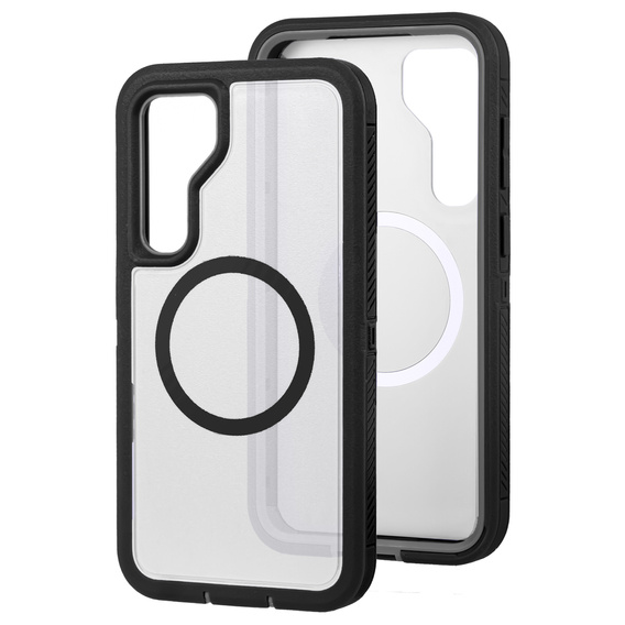 Θήκη με πλαίσιο για Samsung Galaxy S23 FE, για MagSafe, διαφανής / μαύρη