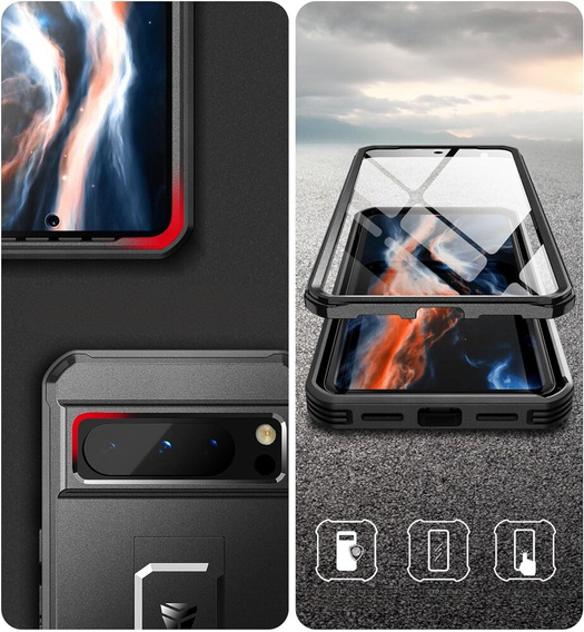 Θωρακισμένη θήκη για Google Pixel 8 Pro, Dexnor Full Body (Two Frames), μαύρη