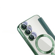 Θήκη με πτερύγιο για Samsung Galaxy S24 FE, RFID Wallet MagSafe CamShield, πράσινη