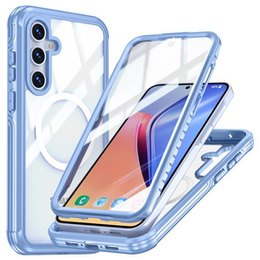 Θήκη για Samsung Galaxy S24 FE, Shockproof, με γυαλί, για MagSafe, μπλε
