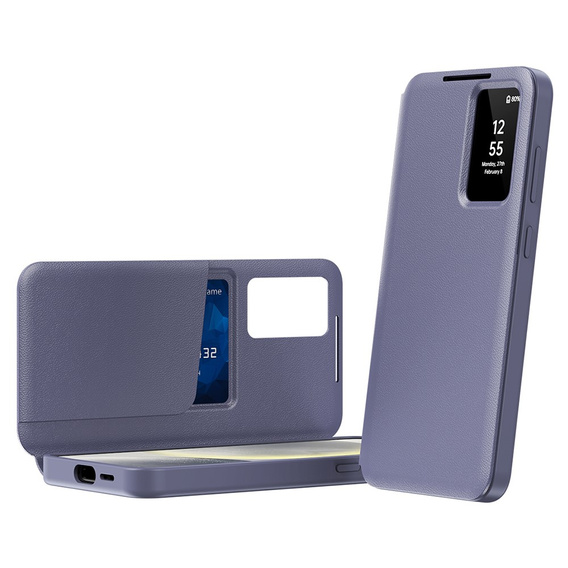Αναδιπλούμενη θήκη για Samsung Galaxy S22 Ultra, Smart View Wallet, μωβ
