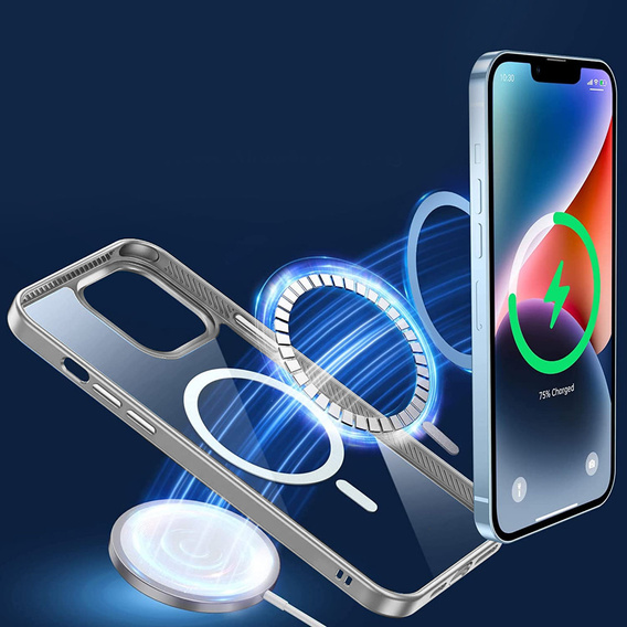 Θήκη για iPhone 14, ERBORD Hybrid MagSafe Case, ασημένια