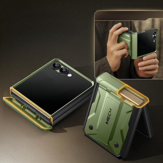 Θήκη Tongate MECH με MagSafe για Samsung Galaxy Z Flip7 FE / Z Flip6, πράσινο