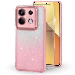 Θήκη για Xiaomi Redmi Note 13 5G, Glittery Powder, ροζ + 9H tempered glass