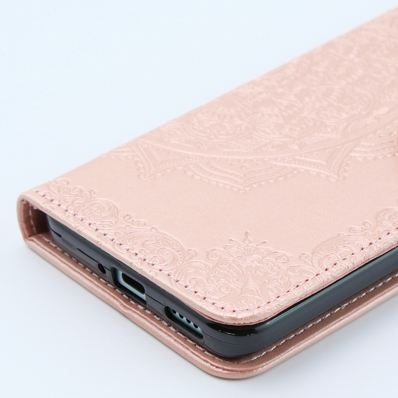 Θήκη με πτερύγιο για Xiaomi 13T / 13T Pro, Mandala, ροζ rose gold