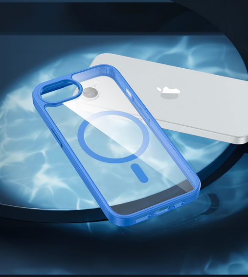 Μαγνητική θήκη για iPhone 16E, MagSafe, μπλε + σκληρυμένο γυαλί 9H