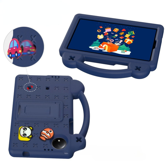 Παιδική θήκη για Xiaomi Redmi Pad SE 8.7", Cute Patterns, με βάση, σκούρο μπλε