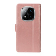 θήκη πτερύγιο για Xiaomi Redmi Note 14 Pro 5G / Xiaomi Redmi Note 14 Pro+ 5G / Xiaomi Poco X7 5G, Rhombus Crossbody Leather, ροζ rose gold